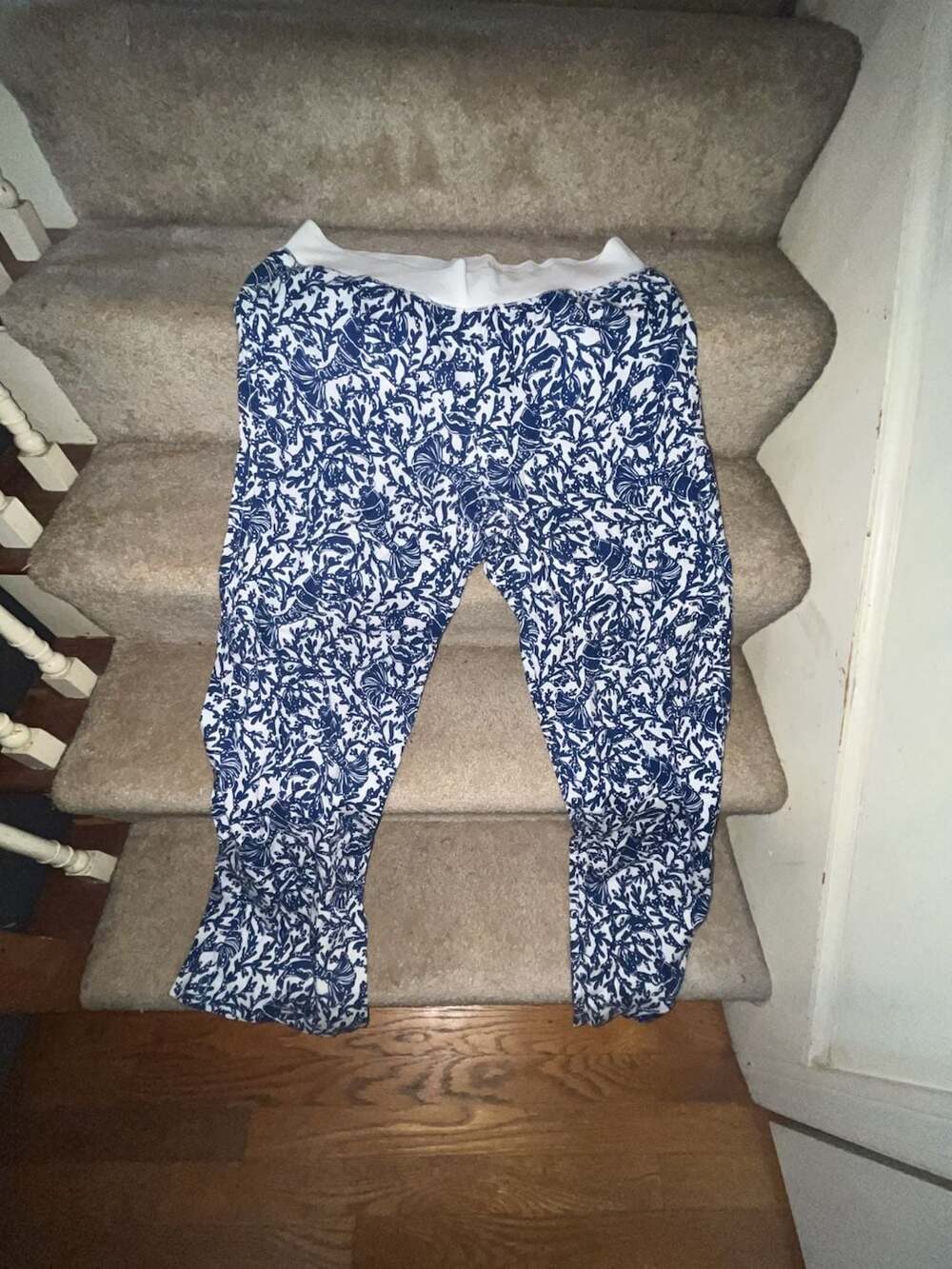 Lilly Pulitzer Blue and White Printed Lounge Pants Size XL